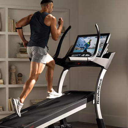 person running on treadmill